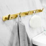 Aluminum Robe Hook Brushed Gold White Black Creative 3 4 5 6 Row Wall Hook for Bathroom Kitchen Home Decor Coat Towel Key Holder