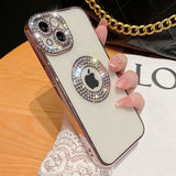 Luxury Electroplated Transparent Phone Case For iPhone 11 12 13 14 Pro Max Plus Hollow Out Glitter Bumper Soft Rhinestone Cover