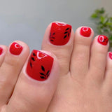 24Pcs False Toes Nails French Square Nude Color Nature Fake Toe Nails Feet Nail Tips Artificial Press On Toenails for Women