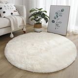 Plush Round Rug Mat Fluffy White Carpets for Living Room Soft Home Decor Bedroom Kid Room Decoration Salon Thick Pile Rug