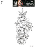 Sexy Black Flower Temporary Tattoos For Women Thigh Men Arm Sleeve Rose Flower Realistic Fake 3D Tatoos Forearm Tattoo Stickers