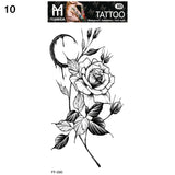 Sexy Black Flower Temporary Tattoos For Women Thigh Men Fake Moon Rose Compass Fake Tatoos Forearm Arm Sleeve Tattoo Stickers