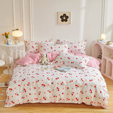 Cotton Pastoral Flower Cartoon Style Fashion Bedding Bed Cover Bed Sheet Duvet Cover Pillowcase 4pcs Bedding Sets/Queen