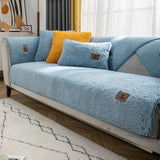 Modern Solid Color Winter Lamb Wool Sofa Towel Thicken Plush Soft And Smooth Sofa Covers For Living Room Anti-slip Couch Cover