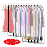 5/10Pcs Top Clothes Dust Cover Hanging Garment Bag Suit Case Cover for Clothes Wardrobe Dustproof Home Storage Organizer Bags