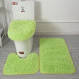 3pcs/set Solid Color Bathroom Mat Set Fluffy Hairs Bath Carpets Modern Toilet Lid Cover Rugs Kit Rectangle 50*80 50*40 45*50cm