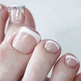24Pcs False Toes Nails French Square Nude Color Nature Fake Toe Nails Feet Nail Tips Artificial Press On Toenails for Women