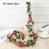 1pcs Artificial Flowers Vine 45pcs / 69pcs Rose DIY Wedding Decoration Fake Flower Home Room Decor Wall Hanging Garland Plants