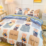 Cotton Home Textile Rose Floral Bedding Set Boy Girl Duvet Cover Flat Sheet Pillowcase Aesthetic Bedcloth Double Queen Bed Linen