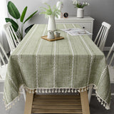 Three-dimensional Jacquard Checkered Tablecloth,Cotton Linen Tassels Dust-Proof Table Cover,For Dinning Party Wedding Decor