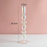 Luxury Iridescent Candle Holders Decor for Table Nordic Rainbow Vase Flower Home Decoration Glass Candlestick Wedding Centerpiec