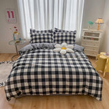 100% Cotton Green Plaid Bedding Set,Nordic Bed Cover 90,Skin Friendly, Duvetcover&2pcs Pillowcase,No Bed Sheet