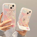 Phone Case For iPhone 14 Pro Max 11 13 12 Xs X Xr 7 8 Plus Se  Cover Colorful Cartoon Flower Wit Invisible Stand Holder