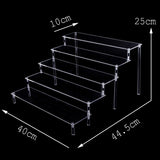 1-5 Tier Acrylic Wooden Display Stand Ransparent Ladder Shelf Hand-made Figure Toy Animation Car Model Perfume Storage Rack