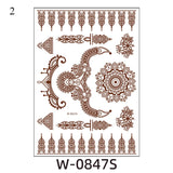 Henna Tattoo Brown Mehndi Stickers for Hand Temporary Tattoos Body Art Tatoo Waterproof for Women Fake Tatoo Hena Design