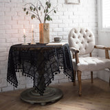 Cotton Crochet Tablecloth Rectangle Black Hollow Handmade Vintage Lace Table Cloth Cover Towel For Home Decor lace tablecloth