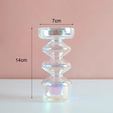 Luxury Iridescent Candle Holders Decor for Table Nordic Rainbow Vase Flower Home Decoration Glass Candlestick Wedding Centerpiec