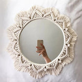 Wall Mirror Macrame Decorative Mirrors Boho Home Decor Wall Hanging Mirror for Living Room Decoration Bedroom Baby Nursery Gift