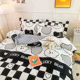 Cotton Home Textile Rose Floral Bedding Set Boy Girl Duvet Cover Flat Sheet Pillowcase Aesthetic Bedcloth Double Queen Bed Linen