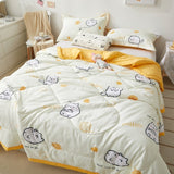 Cute Space Bear Printed Spring Summer Comforter Adults Children Soft Breathable Quilting Quilt Single Double Bed Blanket Quilts