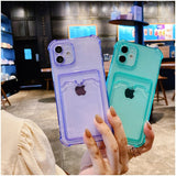 Simple Colored Transparent Tape Card Bag Phone Case For iphone 14 13 12 11 Pro Max X XR XSMAX  TPU Fall Pevention Case Cover