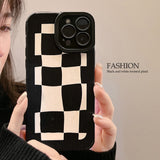 Luxury checkerboard stripe shockproof phone case for iphone 14 13 mini 12 pro max xs back cover for iphone 11 xr x 7 8 plus se2