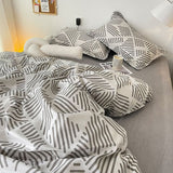 Ins Style Bedding Set Fashion Solid Color Washable Duvet Cover Pillowcases Sheet for Student Dormitory Soft Home Textile