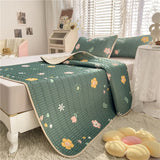 Flowers Latex Summer Mat Kit Cooling Feel Bed Pad and Pillowcase Cold Sleeping Bed Mat for Summer Breathable Folding Cool Mat