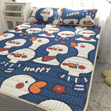 Lovely Cartoon Pattern Latex Bed Mat Kit for Summer Cold Feel Rayon Cool Mat and Pillow Cases Cozy Sleeping Cooling Mattress Pad