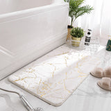 Bath Mats for Bathroom Luxury White and Gold Non Slip and Soft Bathroom Rug Absorbent Bath Rug Decor for Kitchen Indoor