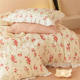 Korean Princess Style Lotus Leaf Lace Pillowcase 100% Cotton Plant Floral Cushion Cover Bed Head Pillow Cover Home Deco