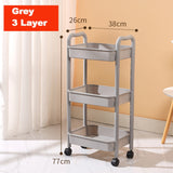 4 3-Tier Plastic Rolling Utility Cart Multi-Functional Storage Trolley for Bedroom Kitchen Movable Storage Organizer with Wheels