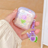 Fresh flowers floral pendant wavy silicone soft wireless bluetooth earphone case for apple airpod pro 2 2nd 1 3 colorful cover