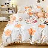 Cotton Home Textile Rose Floral Bedding Set Boy Girl Duvet Cover Flat Sheet Pillowcase Aesthetic Bedcloth Double Queen Bed Linen