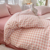 Ins Pink Flowers Bedding Set Flat Bed Sheet Duvet Cover Twin Full Queen Nordic Bed Linen Boy Girl Bedding Sets Flower Cherry