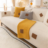 Winter Wool Fleece Sofa Cover Plush Cushions Thicken Warm Non-Slip Sofa Cover Solid Color Living Room Sofa Protection Cover