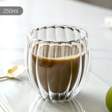 Stripe Double Wall High Borosilicate Glass Mug Heat Resistant Tea Milk Juice Coffee Water Cup Whisky Espresso Coffee