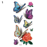 3D Butterfly Tattoos Sticker for Women Temporary Body Art Tattoo Sticker Rose Flower Feather Tattoo lady Waterproof Fake Tatoo