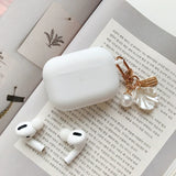 fundas For AirPods Pro Case Korean flower Cute Peach Pendant keyring headphone case Air pod Pro silicone Earphone Cover airpod3