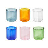 6 Colors Glass Cups Heat Resistant Glass Cup Brewing Mugs Stripe Glass Tea Office Juice Coffee Milk Mug Family Cups