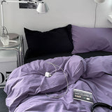 Ins Style Bedding Set Fashion Solid Color Washable Duvet Cover Pillowcases Sheet for Student Dormitory Soft Home Textile