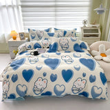 Soft Bedding Set Nordic  Washed Cotton Linen Duvet Cover  Plant Pattern Home Textile Queen King Cover Pillowcase Bed
