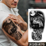 Waterproof Temporary Tattoo Sticker Lion Family Flash Tatto Tiger Wolf Moon Crown Flower Body Art Arm Fake Tatoo Men Women