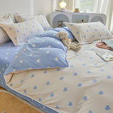 Ins Style Bedding Set Fashion Solid Color Washable Duvet Cover Pillowcases Sheet for Student Dormitory Soft Home Textile
