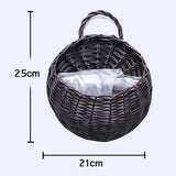Hand Made Wicker Rattan Flower Planter Wall Hanging Wicker Rattam Basket Garden Vine Pot Plants Holder Garden Pots