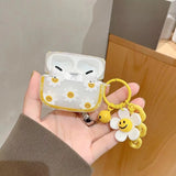 Fundas for AirPods Pro Case Korean Flower Cute Daisy Pendant Keyring Headphone Case for Air Pods 12 3 Soft Earphone Cover