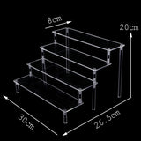 1-5 Tier Acrylic Wooden Display Stand Ransparent Ladder Shelf Hand-made Figure Toy Animation Car Model Perfume Storage Rack