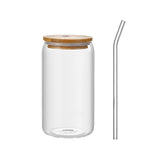 500ml Glass Cups with Lids and Straws Drinking Glasses Glass Tumbler for Iced Coffee, Beer, Tea