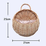 Hand Made Wicker Rattan Flower Planter Wall Hanging Wicker Rattam Basket Garden Vine Pot Plants Holder Garden Pots
