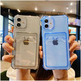 Simple Colored Transparent Tape Card Bag Phone Case For iphone 14 13 12 11 Pro Max X XR XSMAX  TPU Fall Pevention Case Cover